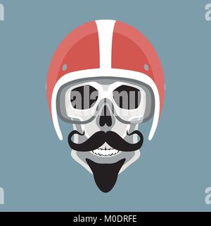 human skull in  motorcycle  helmet vector illustration flat style Stock Vector