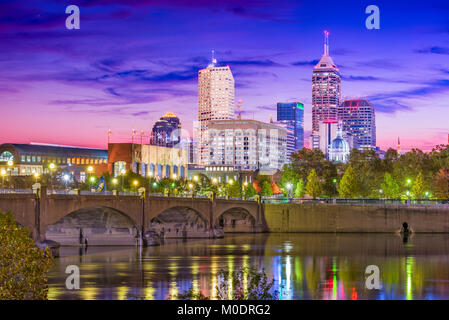 Indianapolis, Indiana, USA skyline on the White River. Stock Photo