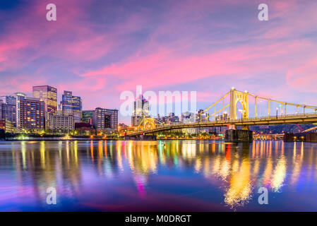 Pittsburgh, Pennsylvania, USA skyline on the Allegheny River. Stock Photo