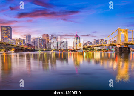 Pittsburgh, Pennsylvania, USA skyline on the Allegheny River. Stock Photo