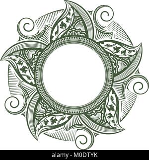 Decorative, unusual, round frame with empty place for your text. Vector illustration for your design. Stock Vector