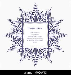 Abstract lace design - mandala with square copy space for text. Vector illustration for your design. Stock Vector