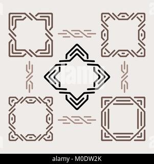 Set of calligraphic decorative elements for design or monograms. Stock Vector