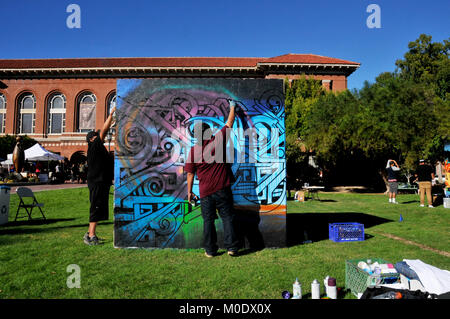 Neoglyphix: AllIndigenous Aerosol Art Exhibition by Native American graffiti artists from Arizona, Arizona State Museum, University of Arizona, Tucson Stock Photo