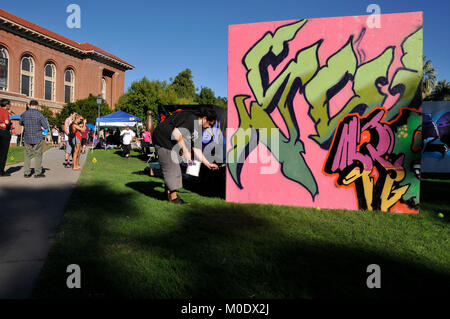 Neoglyphix: AllIndigenous Aerosol Art Exhibition by Native American graffiti artists from Arizona, Arizona State Museum, University of Arizona, Tucson Stock Photo