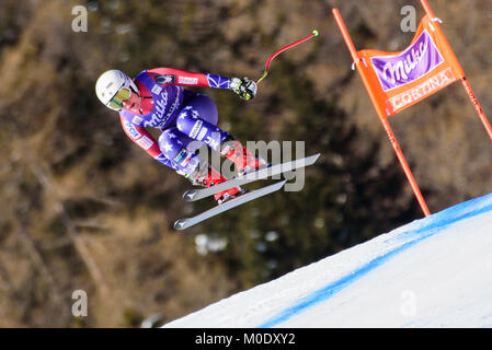 United States' Breezy Johnson competes in a downhill run of a women's