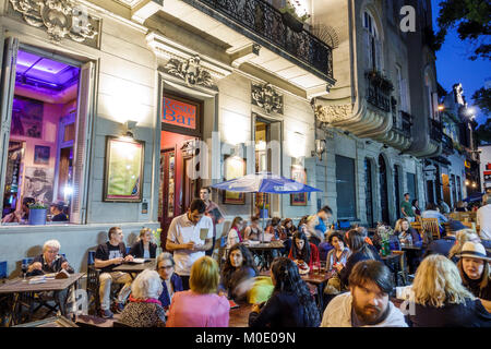 Buenos Aires Argentina,San Telmo,Plaza Dorrego,night evening,Todo Mundo Club,restaurant restaurants food dining cafe,restobar,al fresco,sidewalk outsi Stock Photo