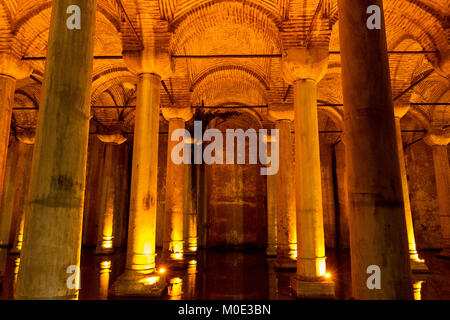 Byzantine water reservoir known as Underground Cistern or Basilica Cistern in Istanbul, Turkey Stock Photo