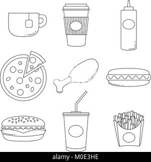Junk food logo collection poster Stock Vector