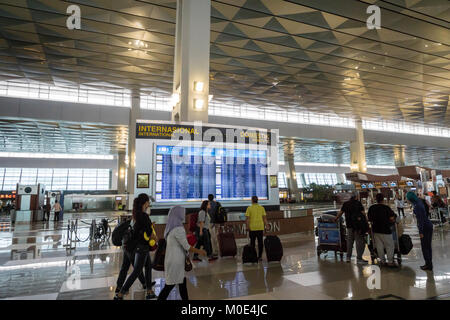 Jakarta, Indonesia: November 2017 : Jakarta (Soekarno-Hatta) International Airport Terminal 3. Jakarta Aiport is the largest airport in Java Stock Photo