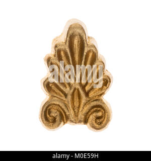 Gold bas-relief isolated on white background. Decor and decoration Stock Photo