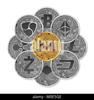 Set of gold and silver crypto currencies Stock Vector Image & Art - Alamy
