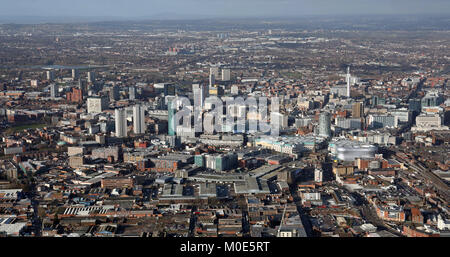 aerial view of the Birmingham city centre skyline, UK Stock Photo