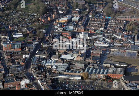 aerial view looking up the A52 Church Street in Stoke on Trent, Staffordshire, UK Stock Photo