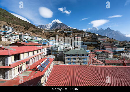 A view from a hotel in Namche Bazaar, Nepal Stock Photo