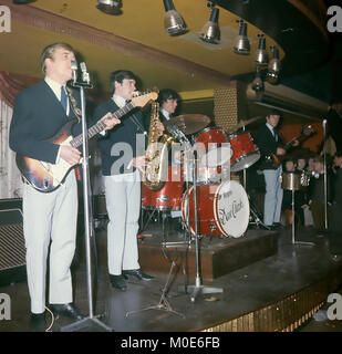 DAVE CLARK FIVE UK pop group as the resident band at the Tottenham Royal, London, in January 1964. Photo: Tony Gale Stock Photo