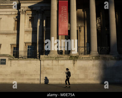 An early morning walk in front of The National Gallery