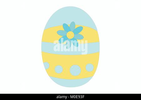 Illustration of a easter egg with a pattern of stripes, points and flower, vector of coloured egg with stripes, points and flower painted on it Stock Vector