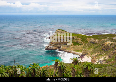 Cape of Good Hope and Dias Beach, viewed from Cape Point, among the most scenic travel destination in South Africa. Table Mountain National Park, Cape Stock Photo