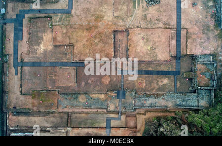 Yingtan. 21st Jan, 2018. Photo taken on Jan. 21, 2018 shows the site of the Great Shangqing Palace at the foot of Longhu Mountain in Yingtan, east China's Jiangxi Province. After a four-year excavation, archeologists have confirmed the location of the Great Shangqing Palace, which is China's largest Taoist temple built in the Song Dynasty (960-1279) and used continuously until it was destroyed by fire in 1930. Credit: Wan Xiang/Xinhua/Alamy Live News Stock Photo