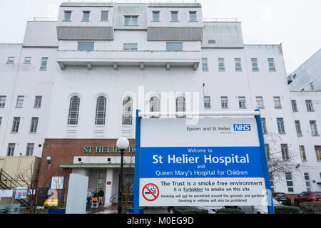 The exterior facade of St Helier Hospital, Epsom and St Helier, Sutton ...