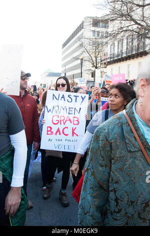 Washington DC, USA. 20th Jan, 2018. Demonstrators participate in Women's March in Washington DC, USA. Credit: Kirk Treakle/Alamy Live News