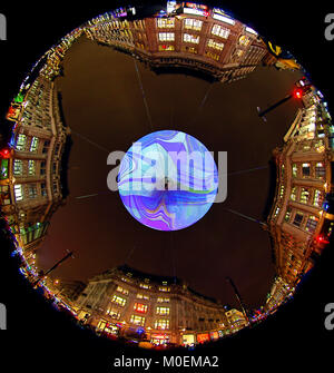 London, UK. 21st Jan, 2018. Origin of the World Bubble by Miguel Chevalier at Oxford Circus as part of the Lumiere London Light Festival in London Credit: Paul Brown/Alamy Live News Stock Photo