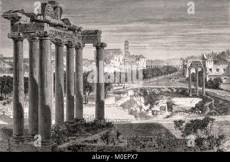 The Roman Forum or Forum Romanum, Rome, Italy, 19th Century Stock Photo