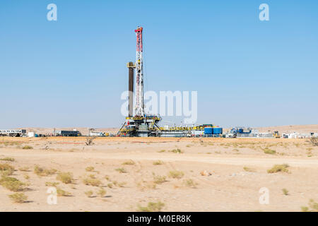 Gas or oil land drilling rig under construction, Middle East Stock Photo