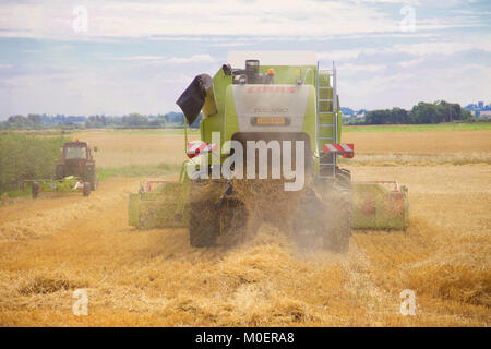 A  Claas combine harvester in England, Stock Photo