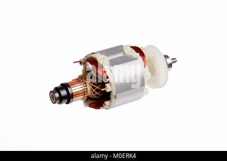 Small electric motor on white background Stock Photo