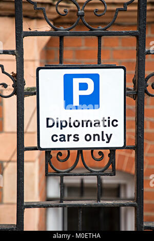 Parking for diplomatic cars only in Bolton Gardens, London SW5 Stock Photo