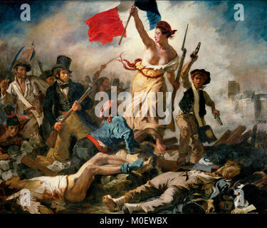 Liberty Leading the People - Ferdinand-Victor-Eugène Delacroix Stock Photo
