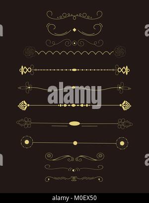 Ornate frame elements. Vintage and filigree decoration. Ornament frames and scroll swirls element. Filigree divider wedding Invitation. Stock Vector