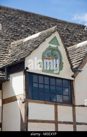 Town Arms on 15th century The Yelde Hall, The Shambles, Chippenham, Wiltshire, England, United Kingdom Stock Photo