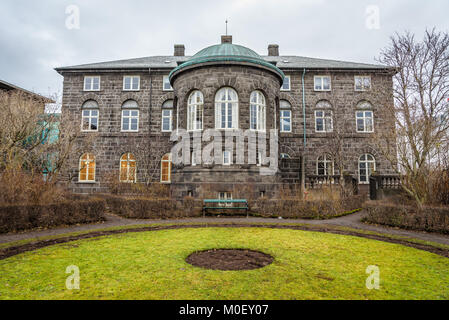 Alþingi ( Althingi or Althing), the national parliament of Iceland. It is one of the oldest parliaments in the world. Reykjavik, Iceland. Stock Photo