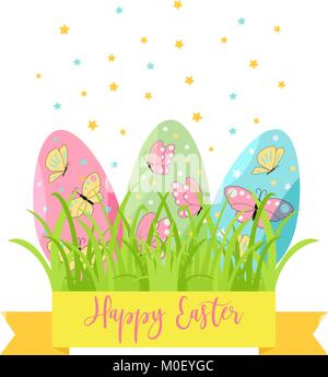 Easter eggs icons. Easter holidays design on white background. Stock Vector