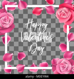 Rose petals Happy Valentines Day background Stock Vector