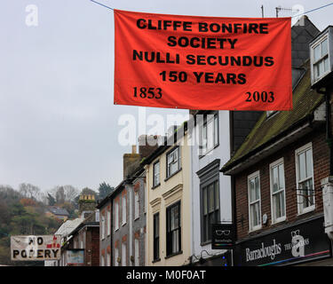 Cliffe High Street Lewes Sussex in the run up to Bonfire Night November 2017 Stock Photo