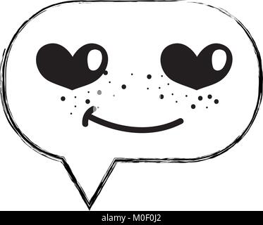 figure enamored chat bubble kawaii cartoon Stock Vector