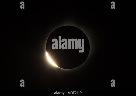 Total solar eclipse of August 21st 2017 also known as the “Great American Eclipse” - sunspots prominence's solar flares corona moon penumbra umbra Stock Photo