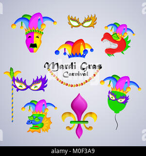 illustration of elements of Mardi Gras Carnival background Stock Photo