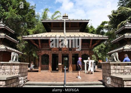 BRISBANE, AUSTRALIA - MARCH 19, 2008: People visit Nepal Peace Pagoda in Brisbane, Australia. The structure is located at South Bank Parklands, the fo Stock Photo