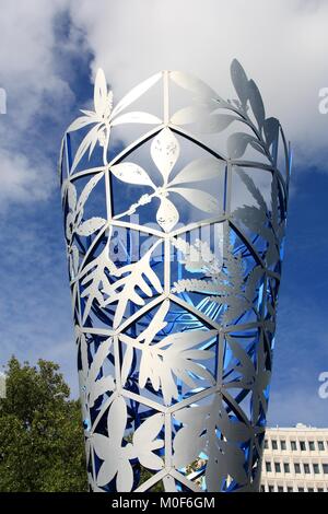 CHRISTCHURCH, NEW ZEALAND - FEBRUARY 16, 2008: The Chalice monument in Christchurch, New Zealand. It stands at Cathedral Square since year 2000, made  Stock Photo