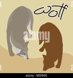 wolf vector illustration style flat silhouette black set Stock Vector