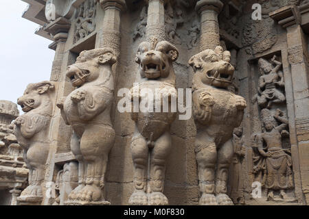 India, Tamil Nadu, Kanchipuram, Kanchi Kailasanathar Temple Stock Photo