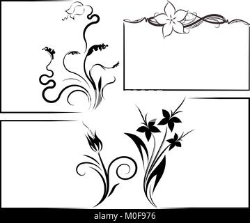 Set of four frames with flowers Stock Vector