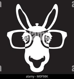 donkey face in glasses vector illustration style flat front Stock Vector
