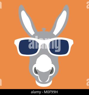 donkey face in glasses vector illustration style flat front Stock Vector