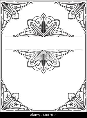 Vintage frame, page decoration template, set of decorative design elements in retro style, vector scroll embellishment on white background. Stock Vector
